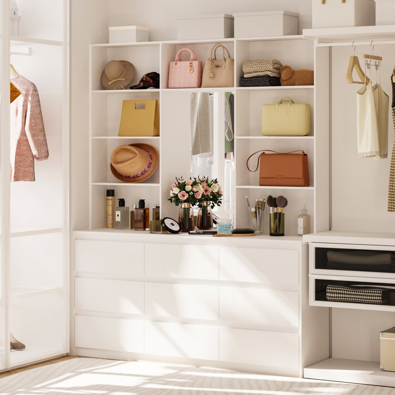 シャンプー In My Closet Latitude Run® Elegant Closet System With 9 Drawers And Mirror